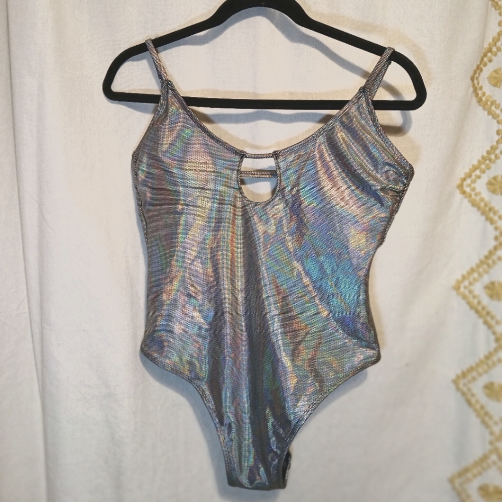 NWT Holographic Silver Bodysuit | Festival Rave Swim